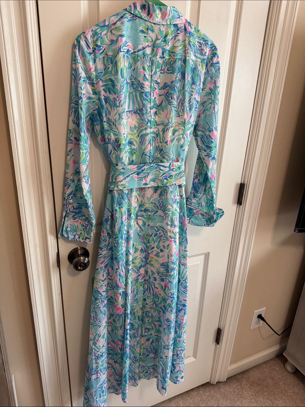 Lilly Pulitzer Light Blue Floral Maxi Shirt Dress - Picture 5 of 5